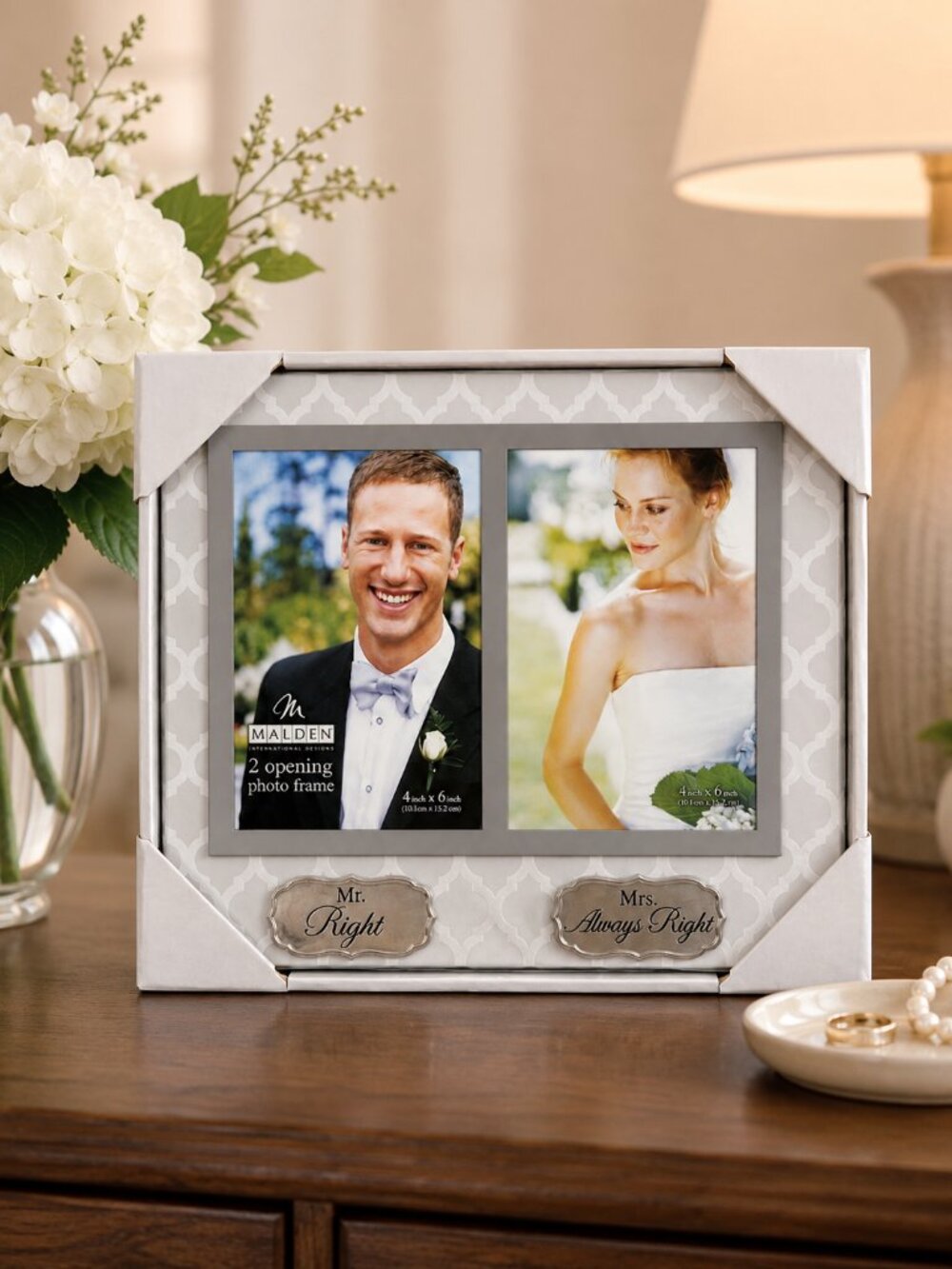 Malden Mr Right Mrs Always Right Double Photo Frame 2 Opening 4x6 Wedding